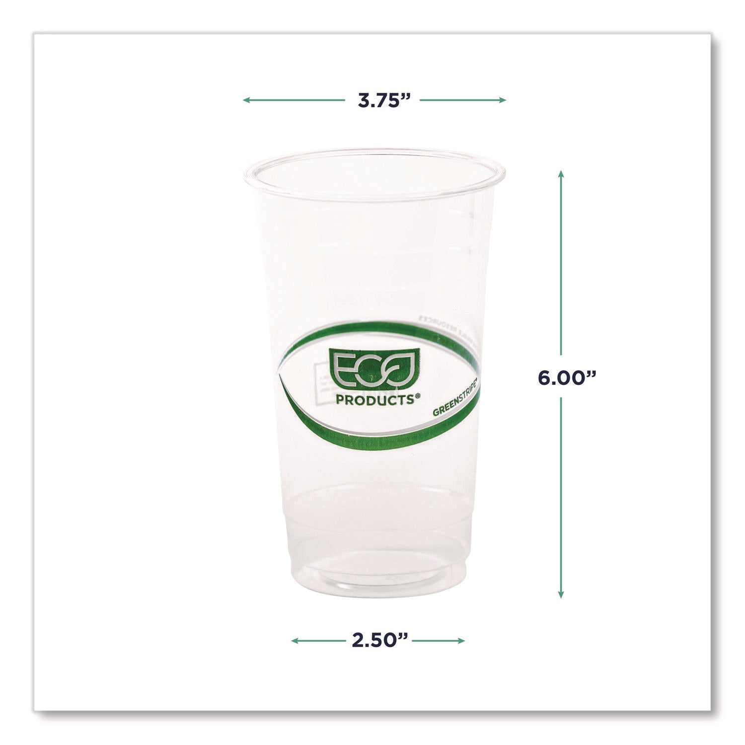 GreenStripe Renewable and Compostable PLA Cold Cups, 24 oz, Plastic, Clear, 50/Pack, 20 Packs/Carton