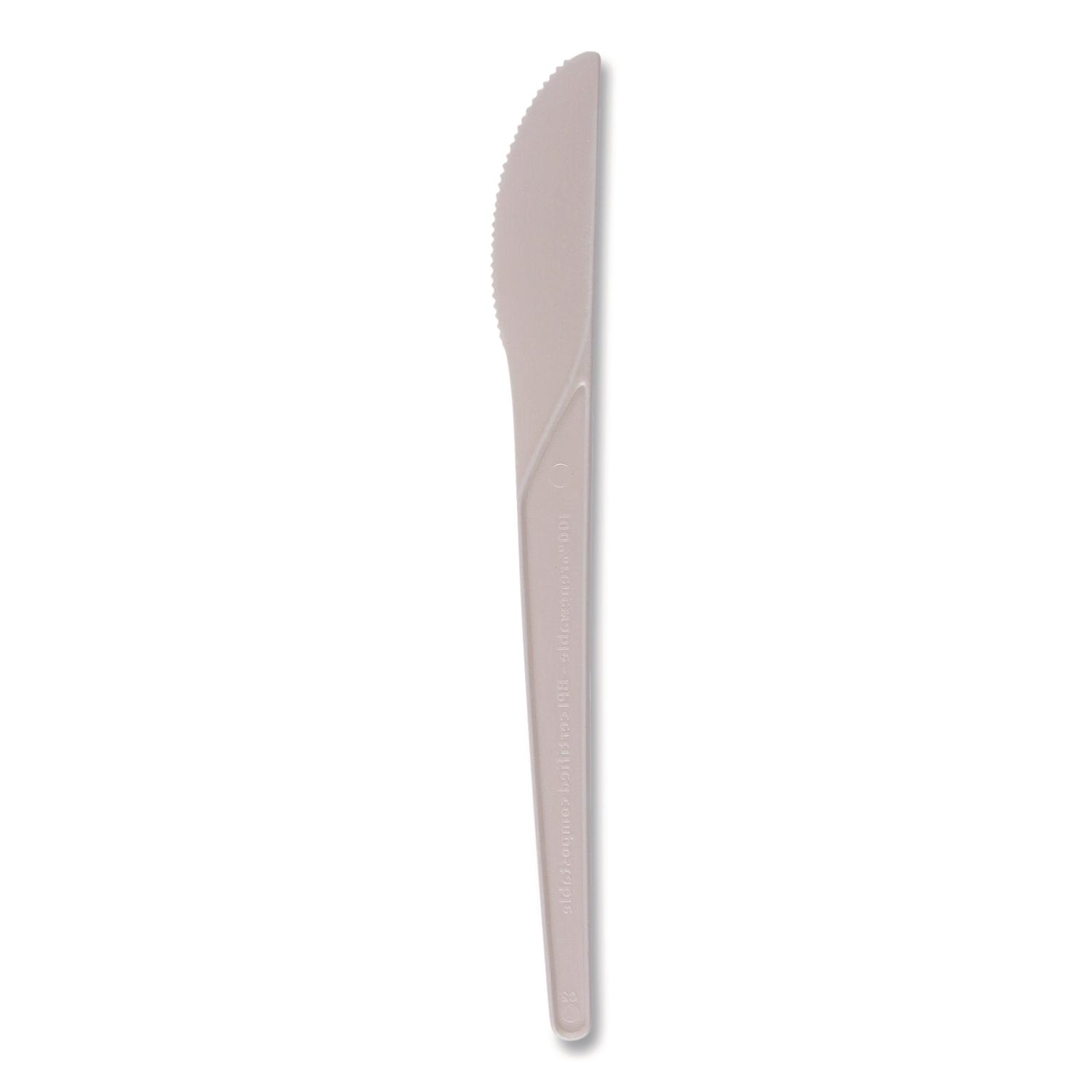Plantware Compostable Cutlery, Knife, Plastic, White, 1,000/Carton