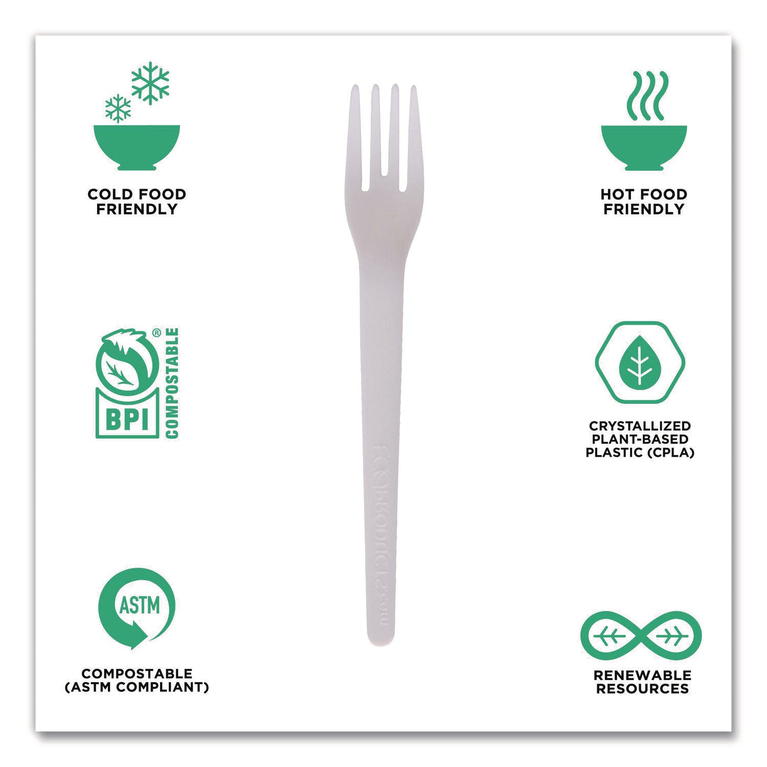 1 Piece(s) - Fork - 1 x Fork - Disposable - Pearl White - 50/Pack - 20 / Carton