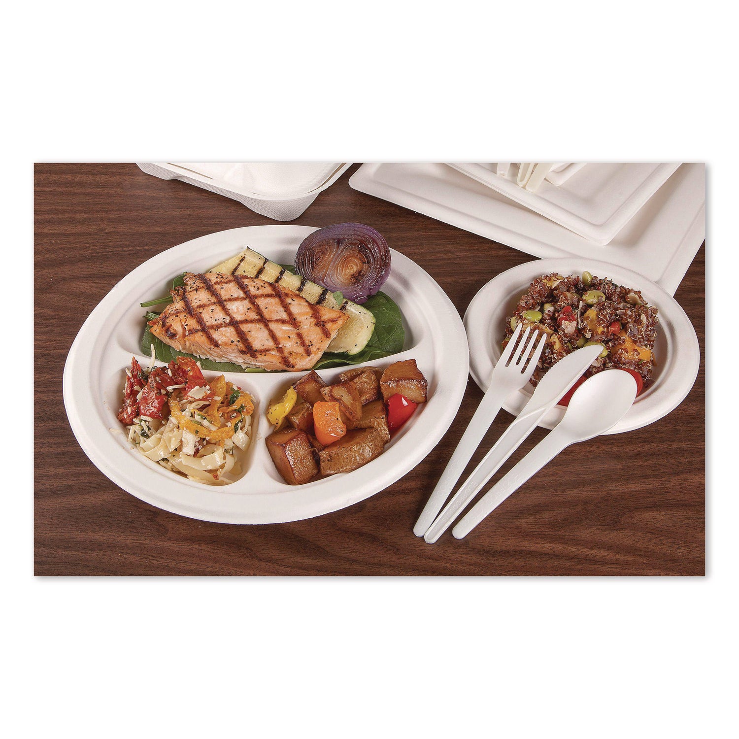1 Piece(s) - Fork - 1 x Fork - Disposable - Pearl White - 50/Pack - 20 / Carton