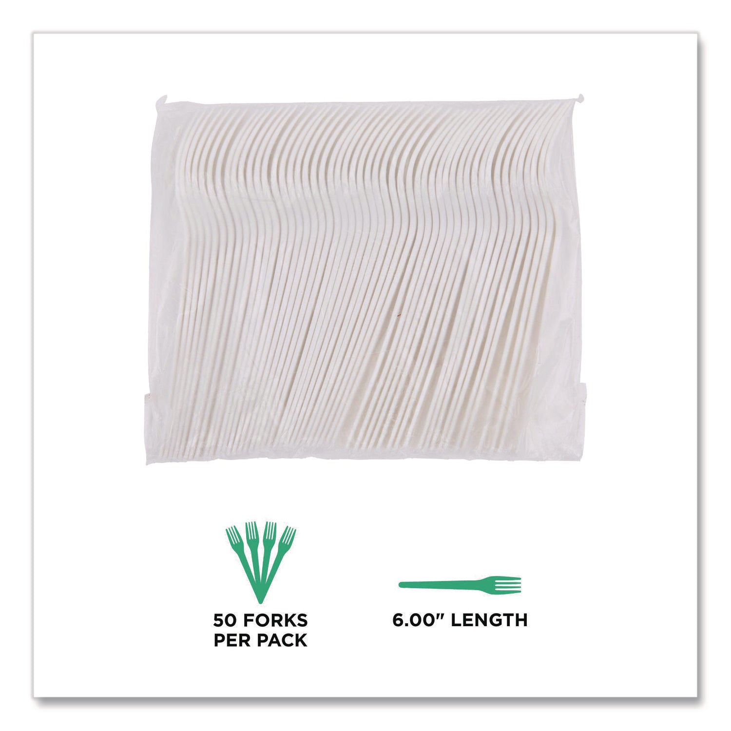 1 Piece(s) - Fork - 1 x Fork - Disposable - Pearl White - 50/Pack - 20 / Carton
