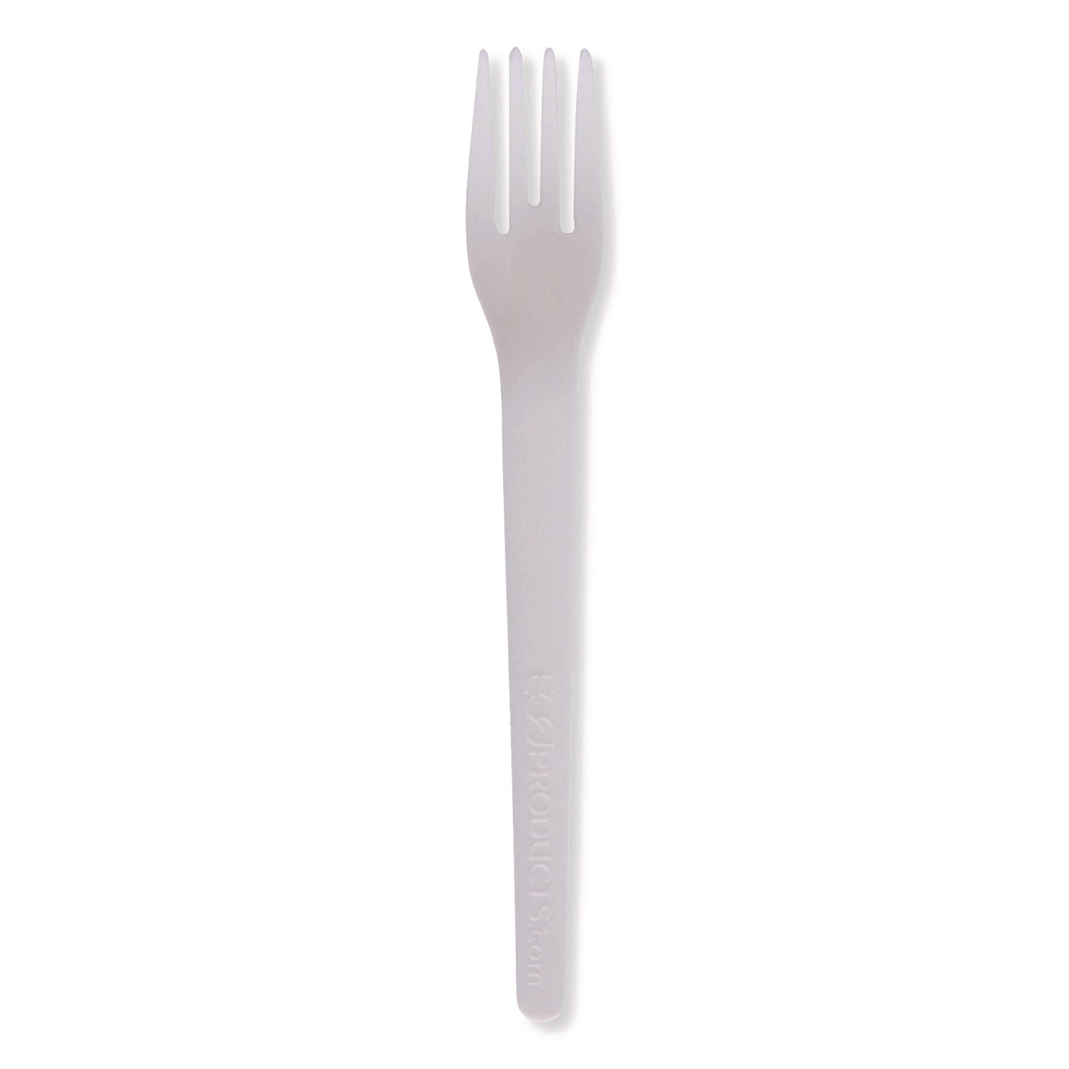 Plantware Compostable Cutlery, Fork, Plastic, White, 1,000/Carton