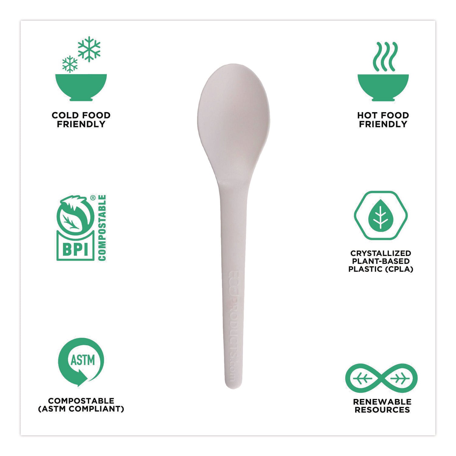 1 Piece(s) - Spoon - 1 x Spoon - Disposable - Pearl White - 50/Pack - 20 / Carton