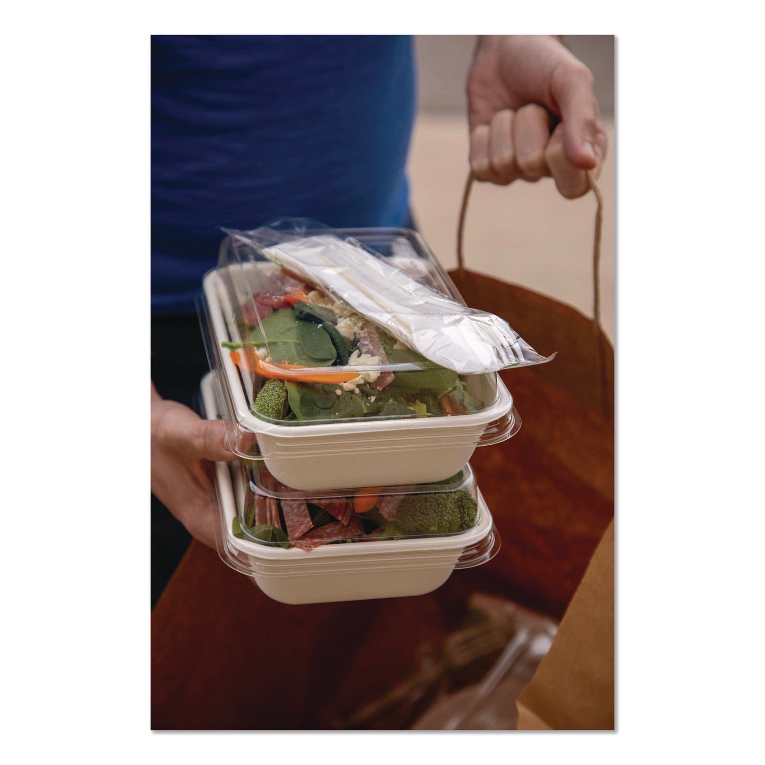Plantware Compostable Cutlery Kit, Fork/Knife/Napkin/Spoon, Pearl White, 250 Kits/Carton