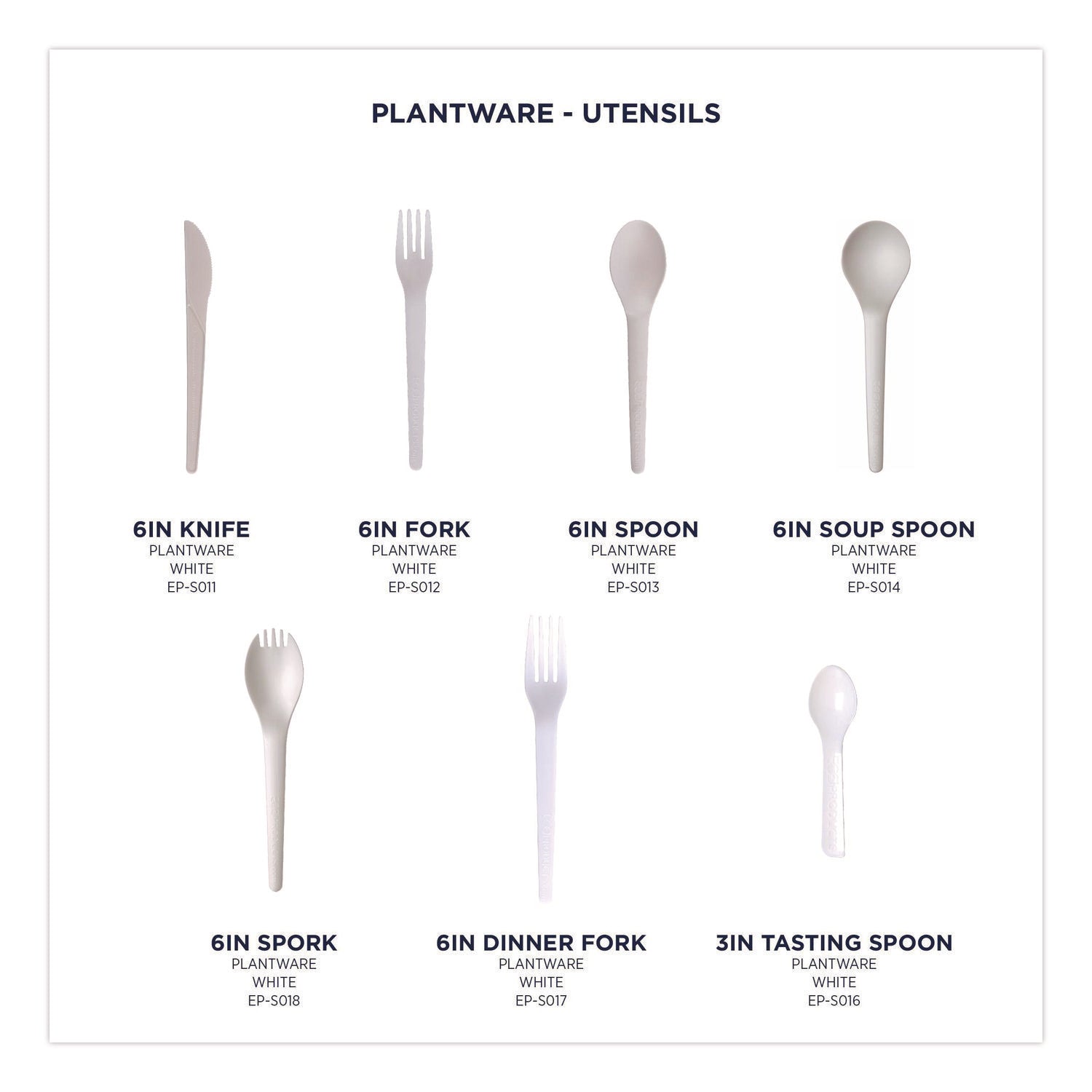 Plantware CPLA Tasting Spoon, Plastic, 3", White, 2,000/Carton