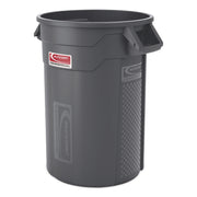 Injection Molded Utility Trash Can, 32 gal, Plastic/Resin, Gray