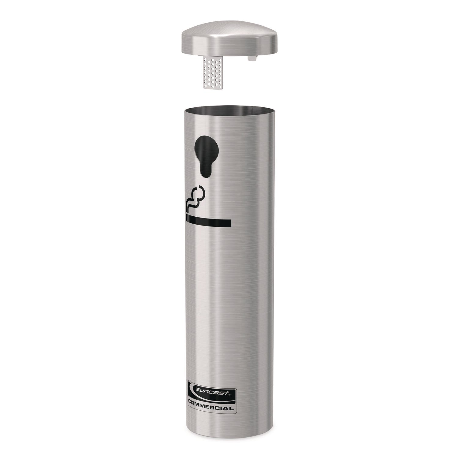 Smokers Ashtray Receptacle Attachment, Stainless Steel, Silver, Black