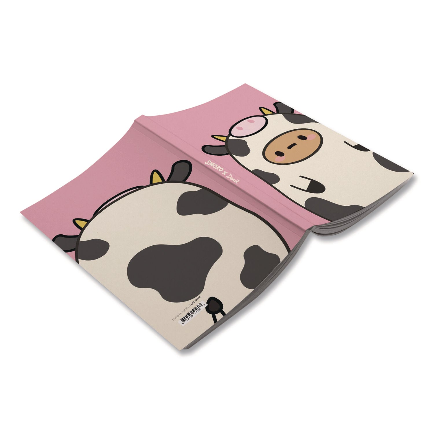 Smoko Tayto Mootato Layflat Notebook, 1-Subject, Medium/College Rule, Pink/White/Brown Cover, (72) 8 x 5 Sheets
