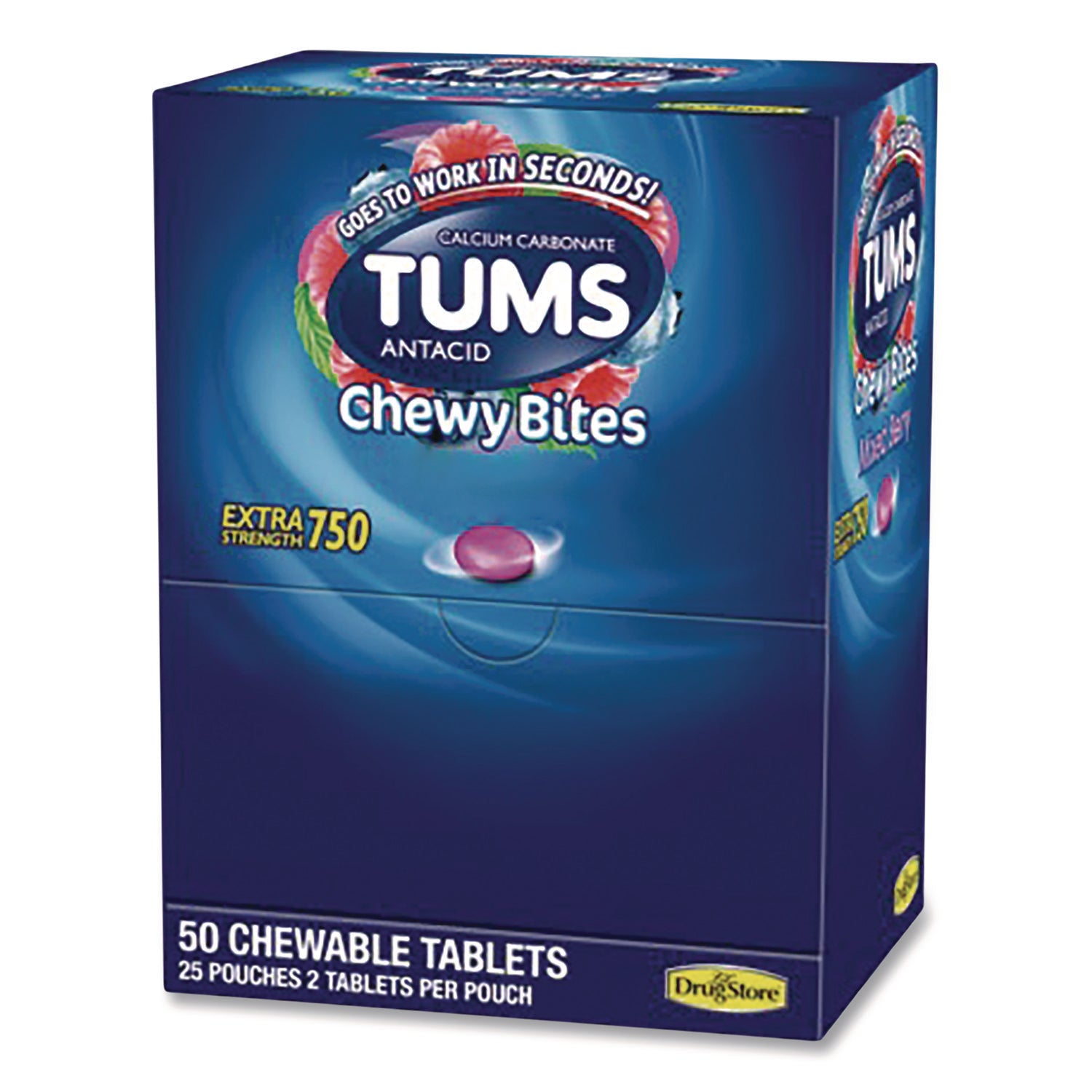 For Heartburn, Acid Indigestion, Sour Stomach, Upset Stomach, Chest Congestion - Assorted Berries - 2 Tablets/Packet - 25 / Box