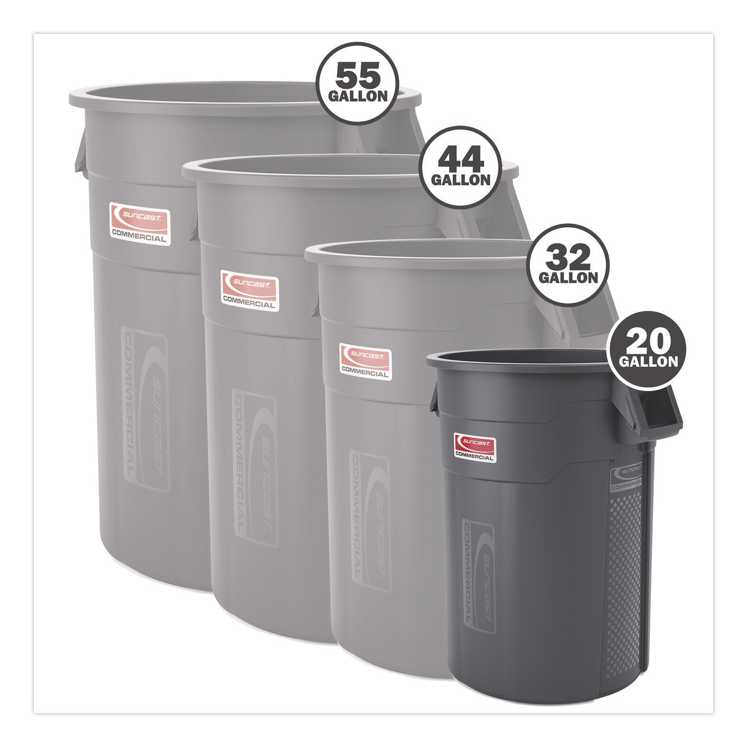 Injection Molded Utility Trash Can, 20 gal, Resin, Gray