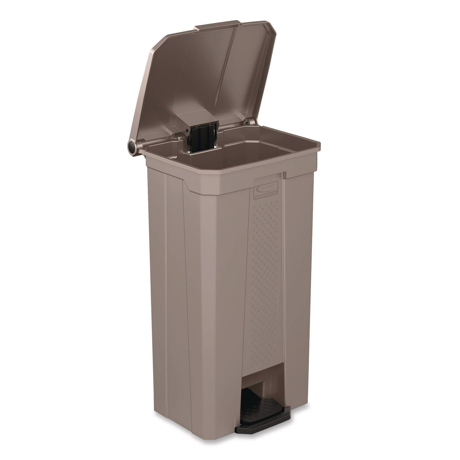 Step-On Trash Can, 23 gal, Resin, Platinum Metallic
