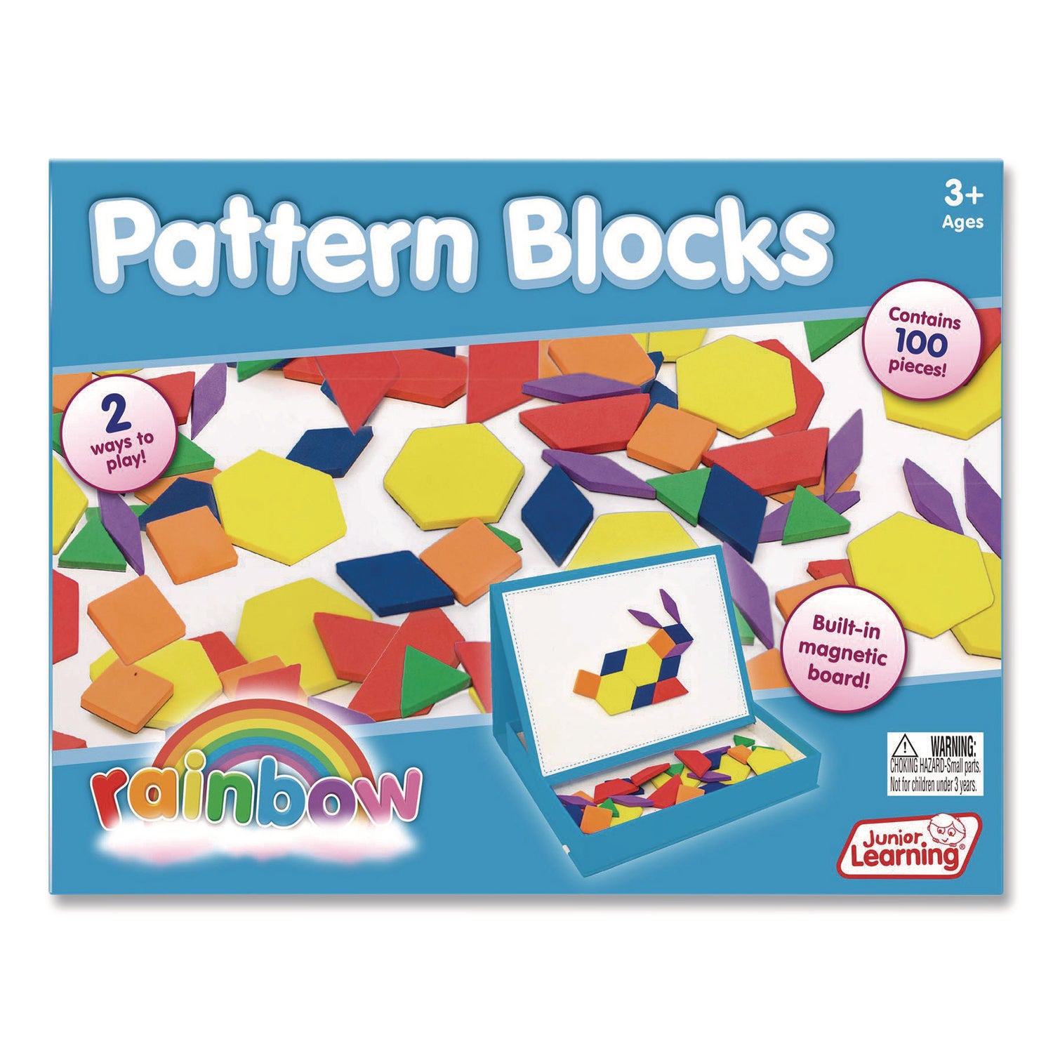 Rainbow Pattern Blocks, Magnetic, Assorted Colors, 100 Pieces