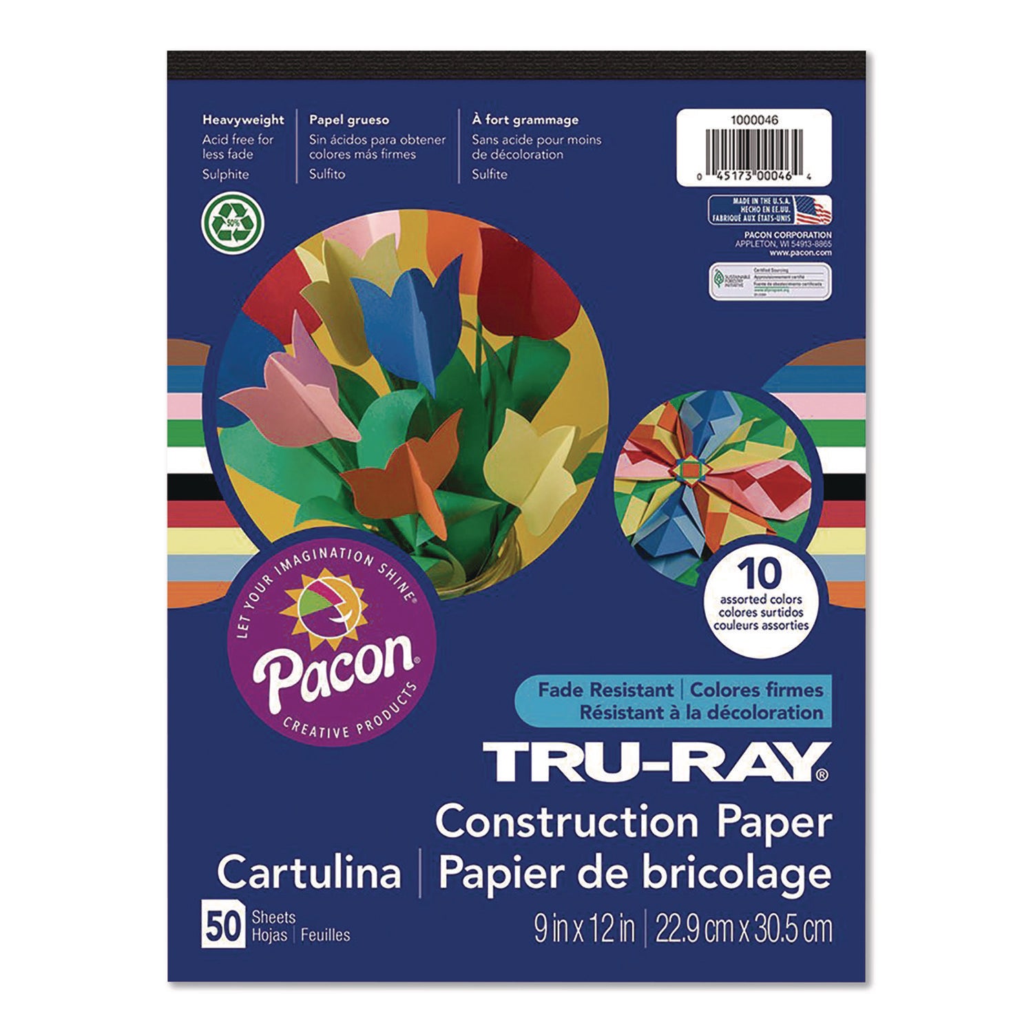 Tru-Ray Construction Paper, 9 x 12, Assorted Colors, 50 Sheets/Pad