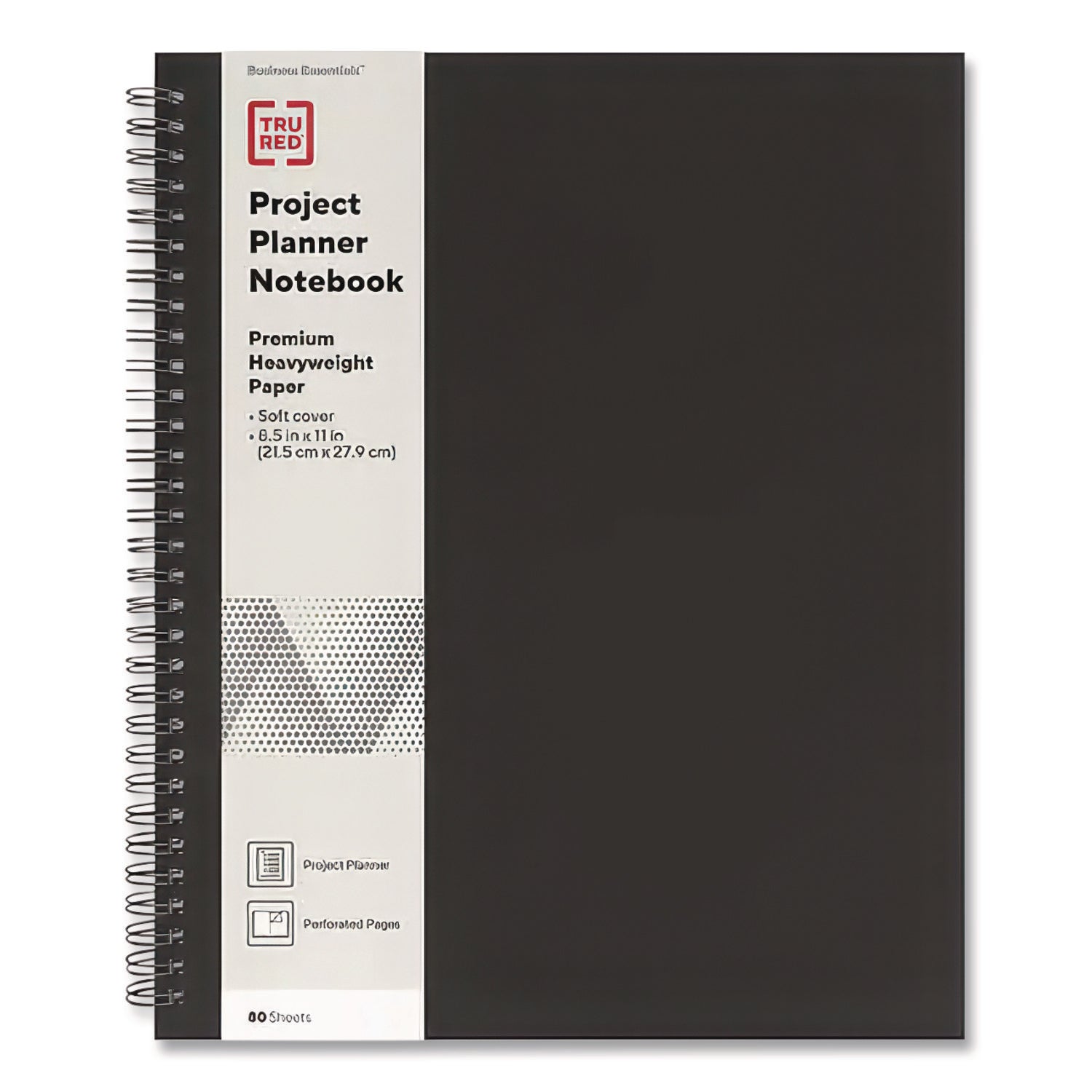 Wirebound Soft-Cover Project-Planning Notebook, Project-Management Format, Black Cover, (80) 11 x 8.5 Sheets