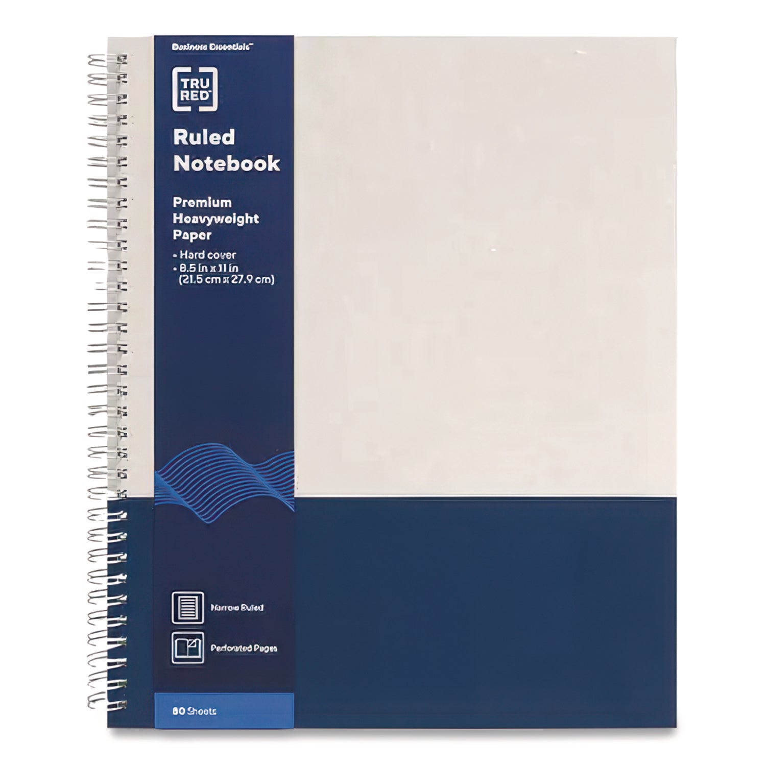 Wirebound Hardcover Notebook, 1-Subject, Narrow Rule, Gray/Blue Cover, (80) 11 x 8.5 Sheets