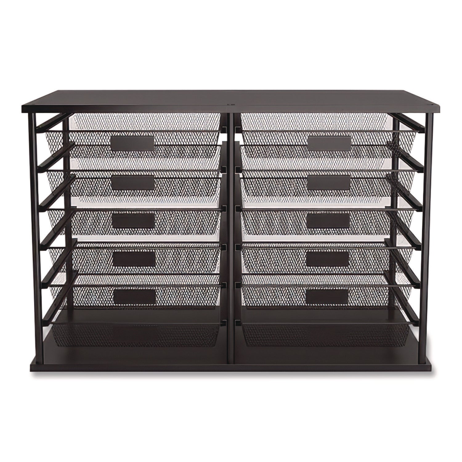 Front-Load Enclosed Wire Mesh Horizontal Document Organizer, 12 Sections, Legal-Size, 24.65 X 15.59 X 16.3, Matte Black