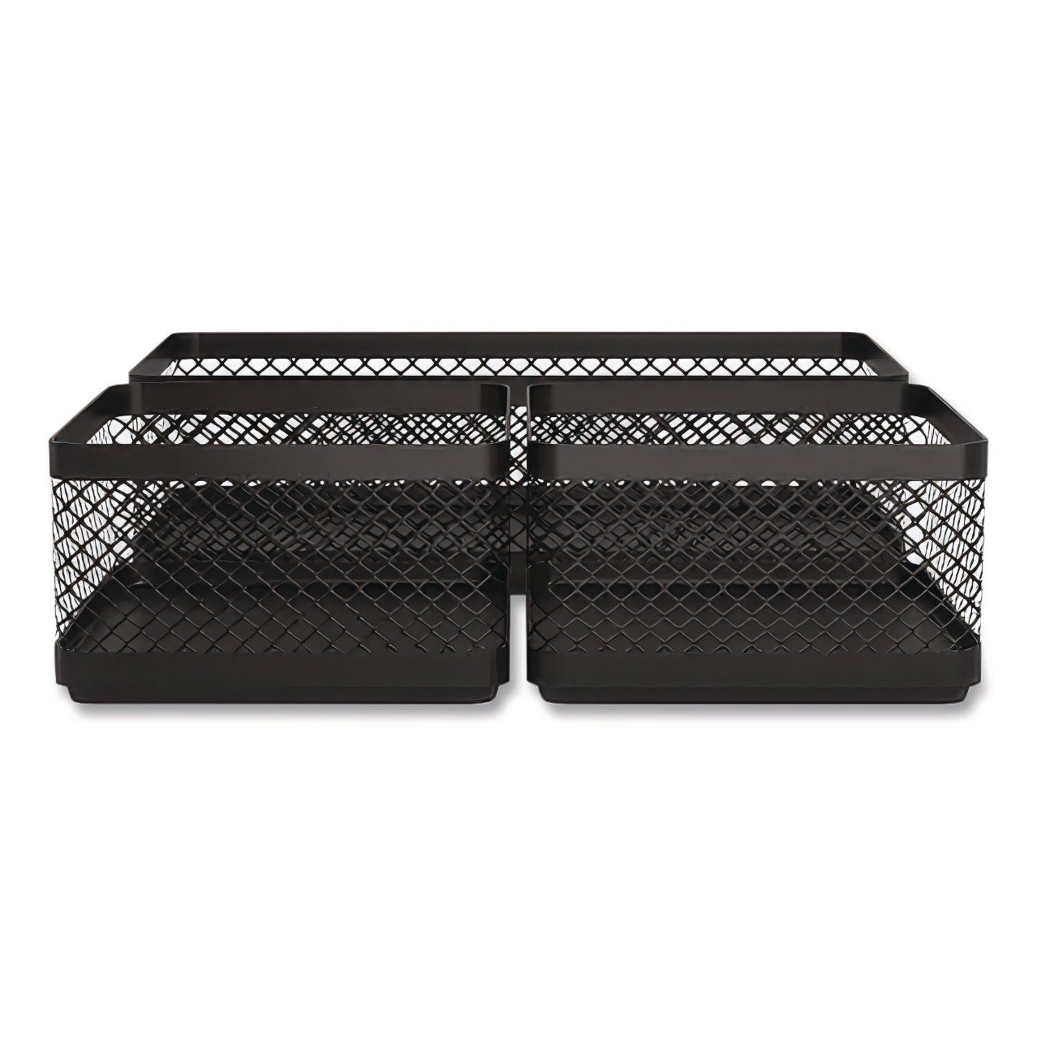 Three Compartment Stackable Wire Mesh Desk Organizer, 8.46 X 4.92 X 4.33, Black
