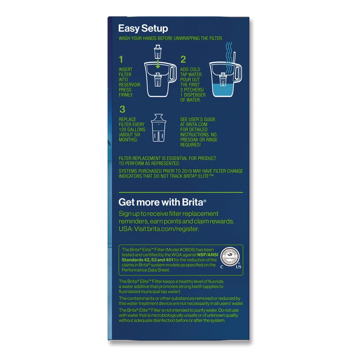 Elite Replacement Water Filters for Pitcher and Dispensers, 2 Filters/Box, 12 Boxes/Carton