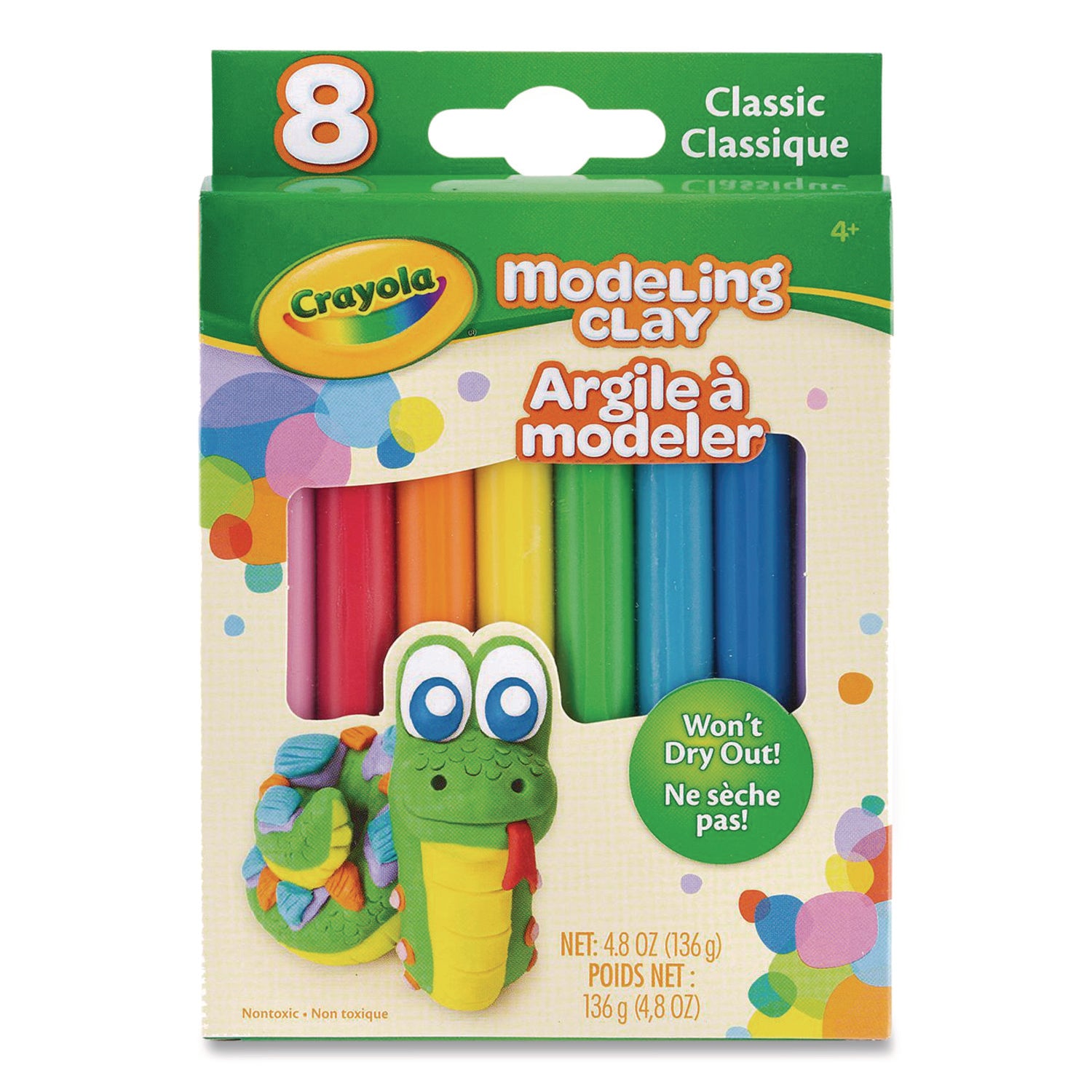 Modeling Clay Assortment, Blue/Green/Light Blue/Orange/Pink/Purple/Red/Yellow, 4.8 oz