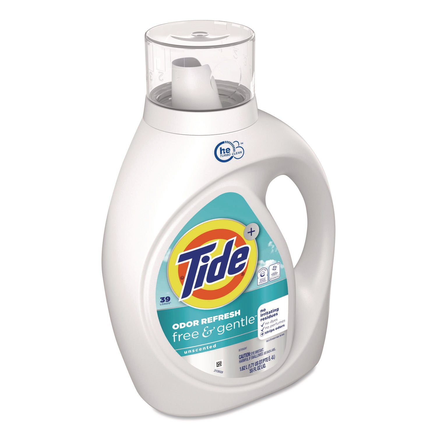 Free and Gentle Odor Refresh Liquid Laundry Detergent, 39 Loads, 55 oz Bottle, 4/Carton