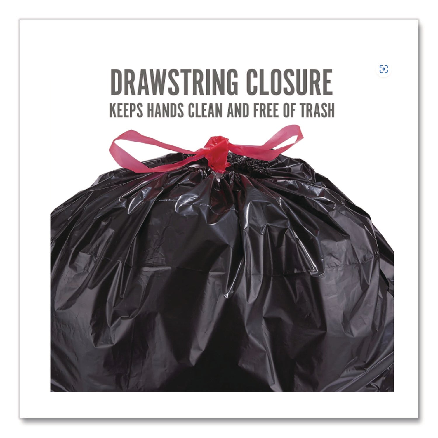 Drawstring Heavy-Duty Trash Bags, 33 Gal, 1.1 Mil, 37" X 33", Black, 30/box