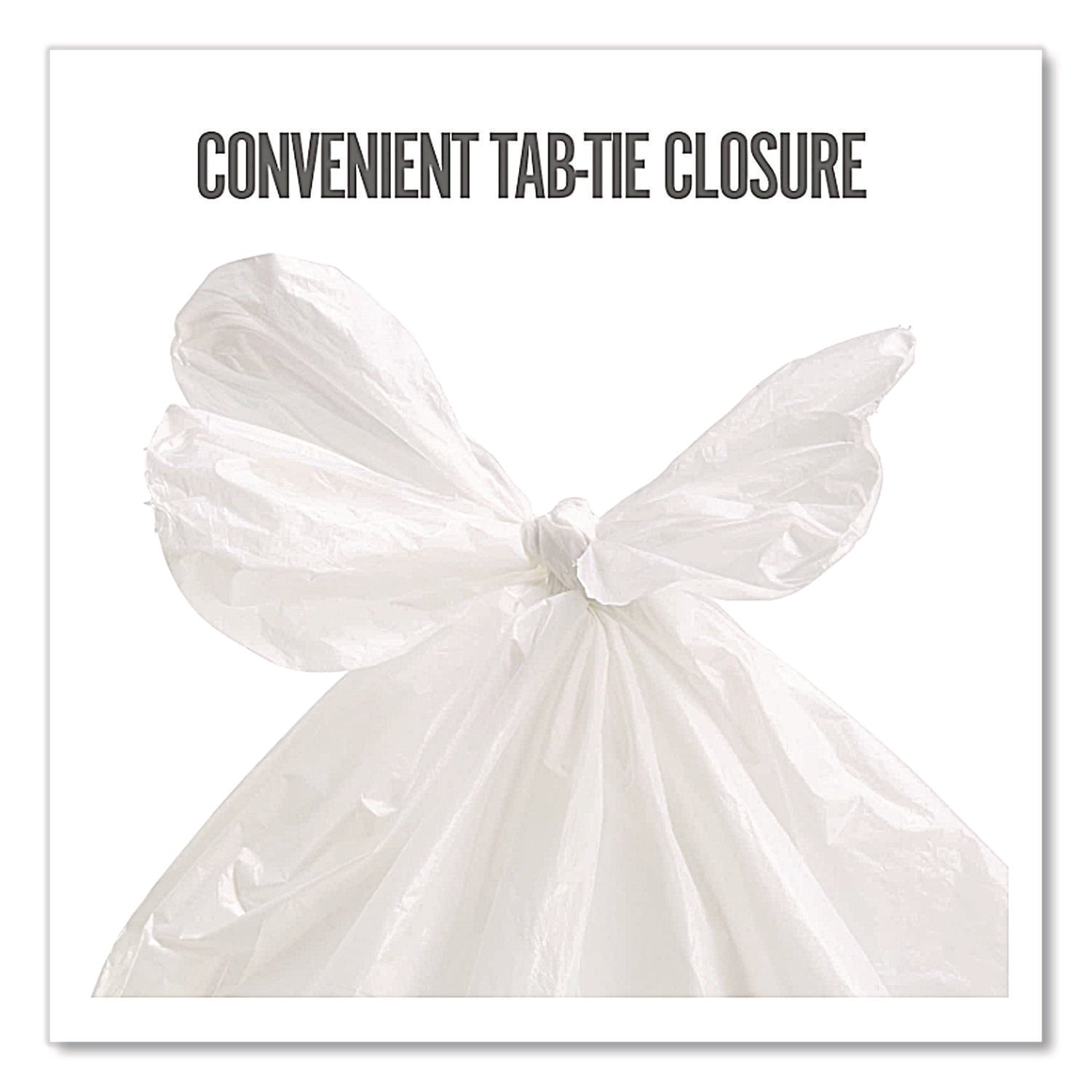 Tab-Tie Tall Kitchen Trash Bags, Tie-Flap, 13 gal, 28" x 24", White, 80/Box