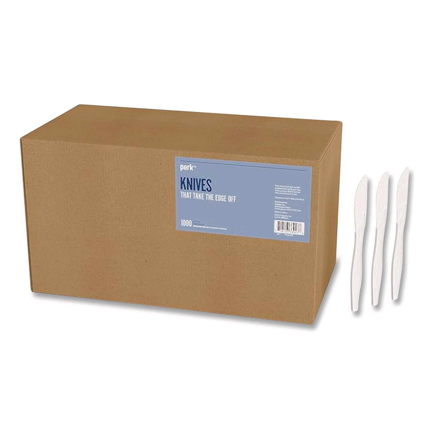 Mediumweight Plastic Cutlery, Knife, Plastic, White, 1,000/Pack