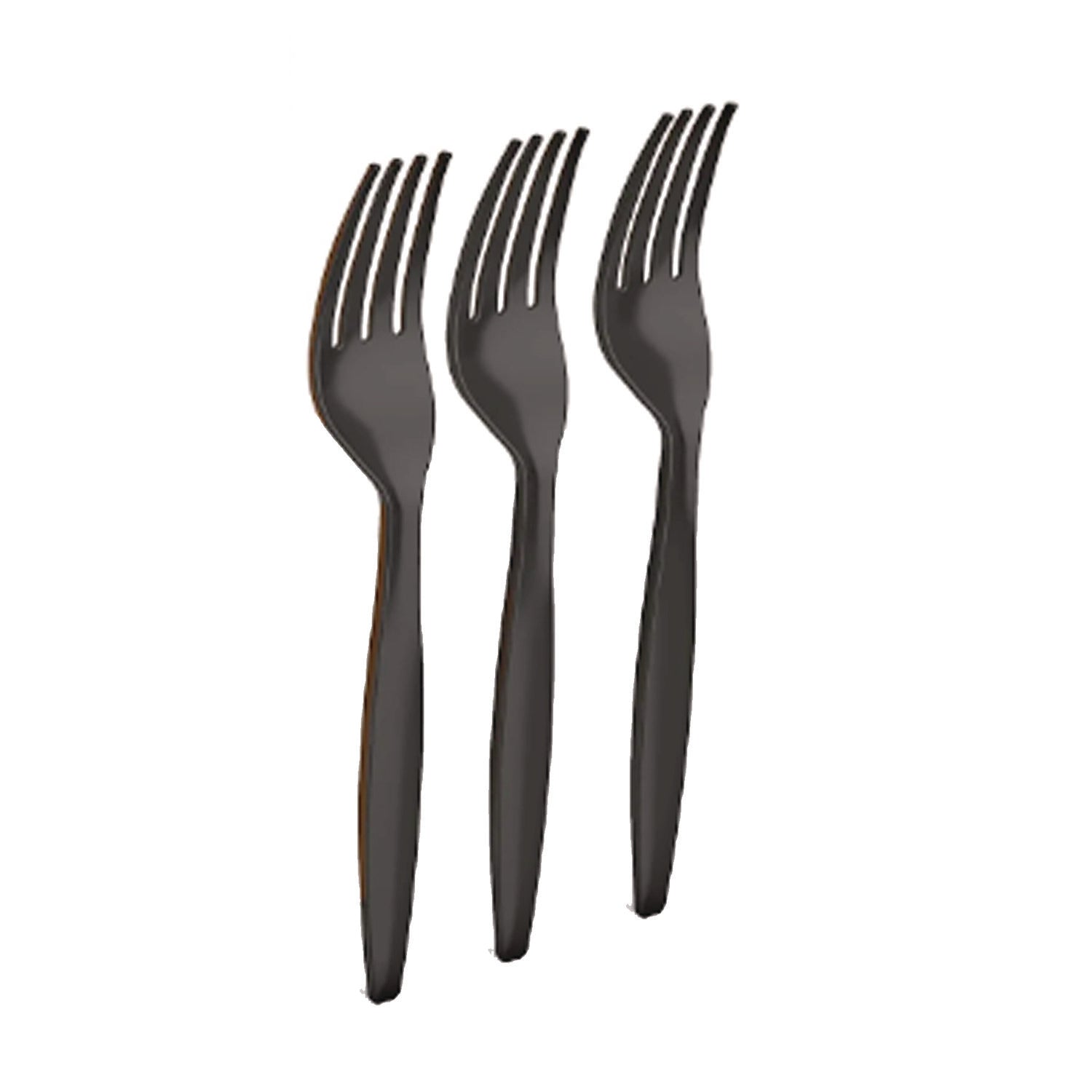 Heavyweight Plastic Cutlery, Fork, Black, 100/pack