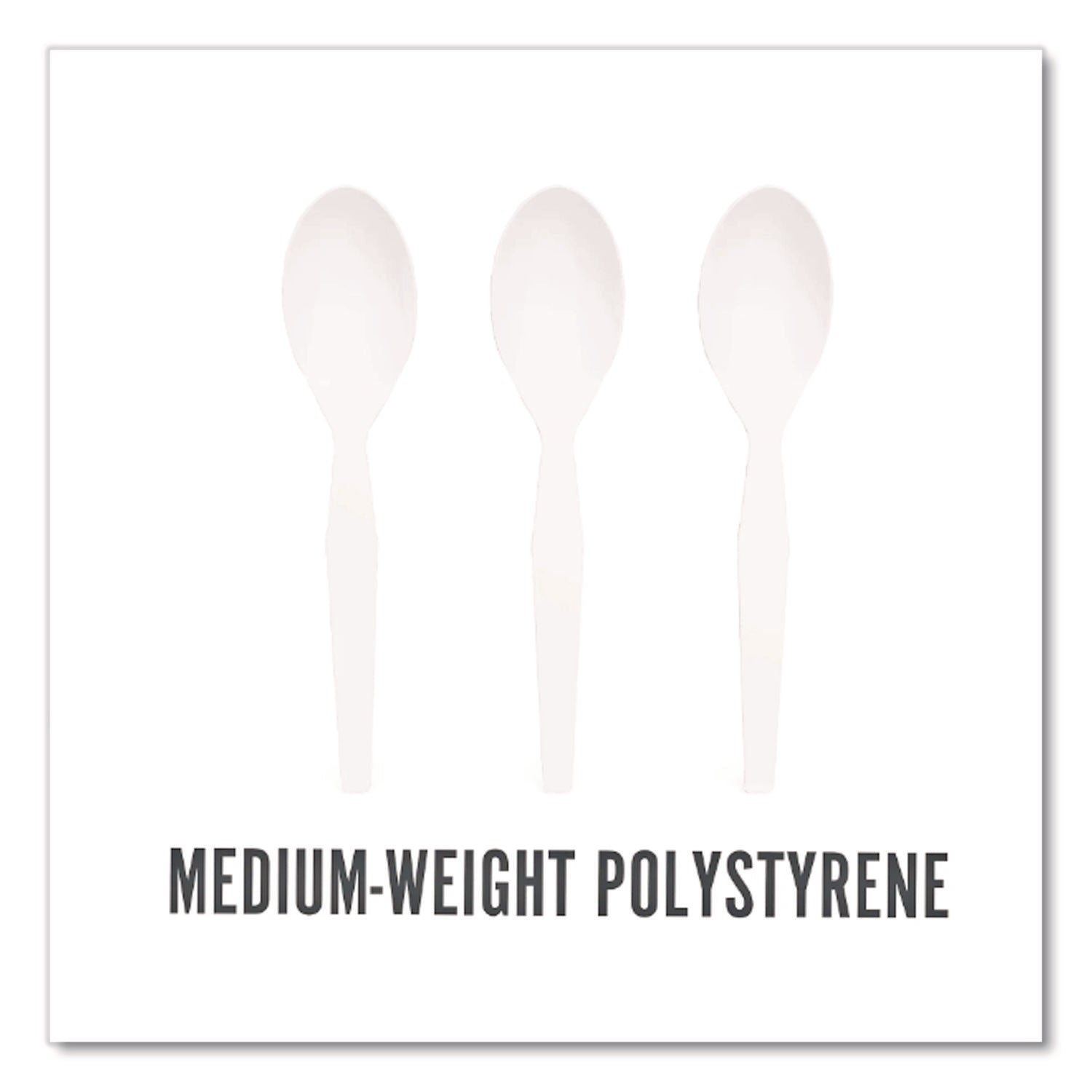 Mediumweight Plastic Cutlery, Spoon, Plastic, White, 300/Pack