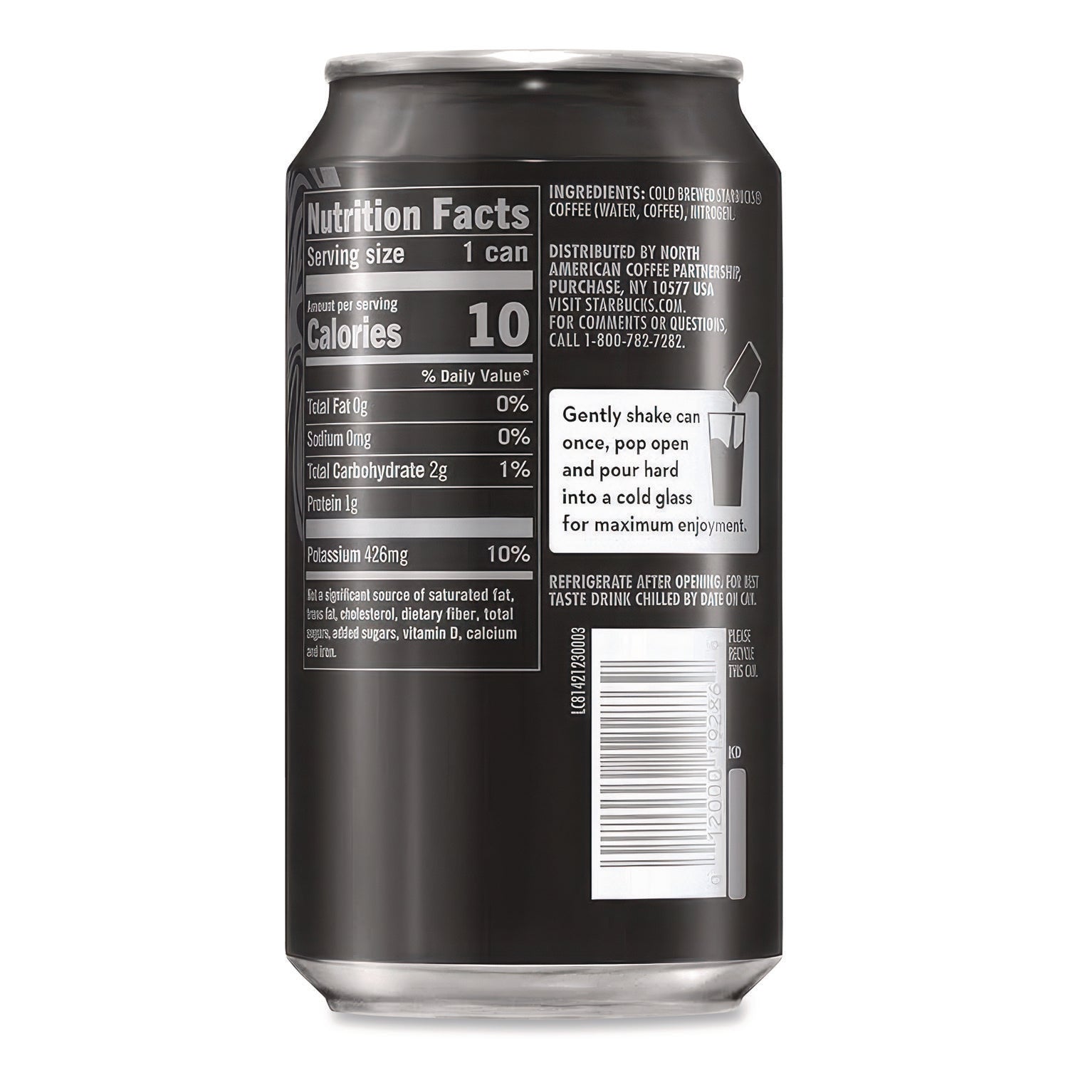 Nitro Cold Brew Coffee, Black Unsweetened, 9.6 oz Can, 12/Carton