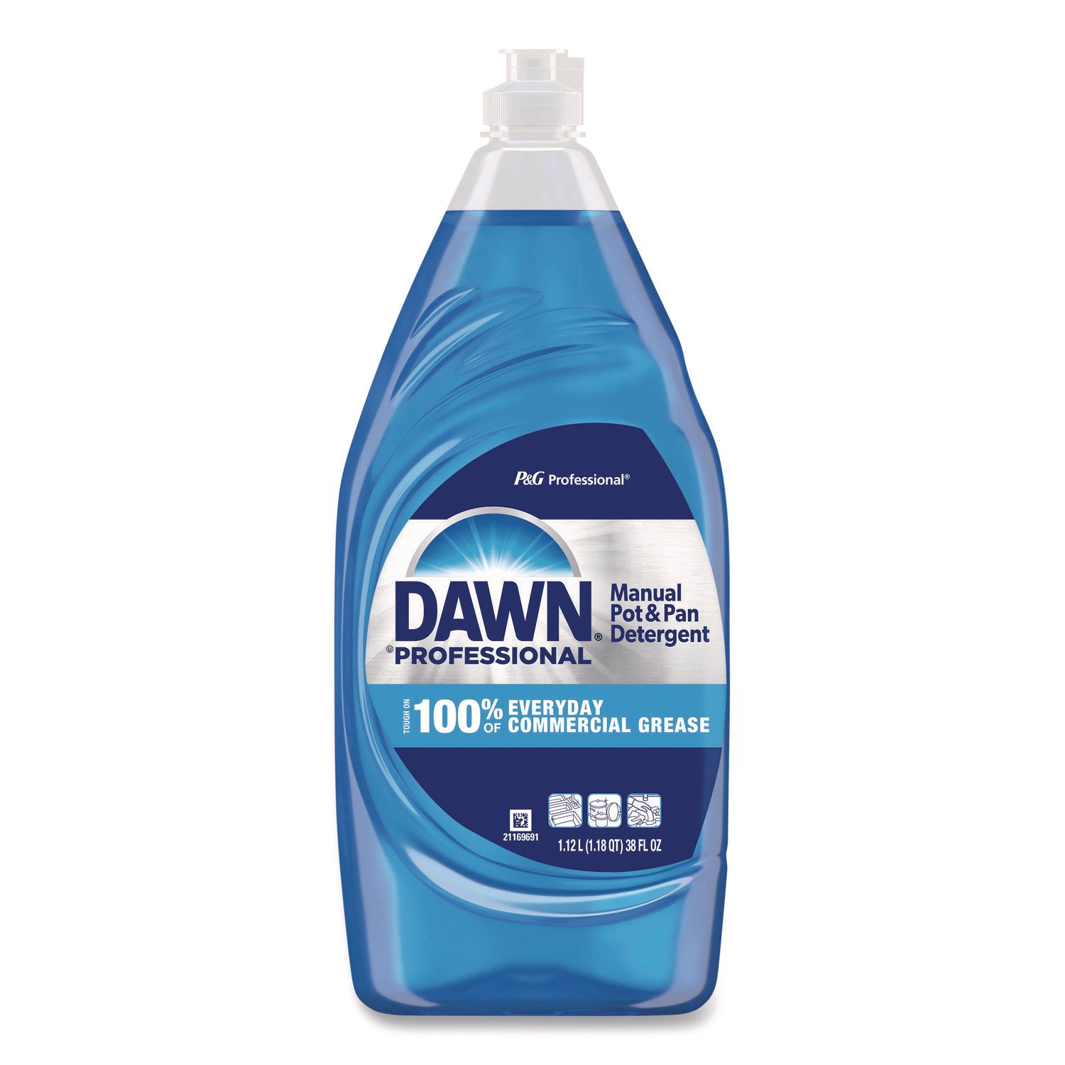 Dawn Manual Dishwashing Liquid - For Pot, Pan - Liquid - 38 fl oz (1.2 quart) - Blue - 8 / Carton