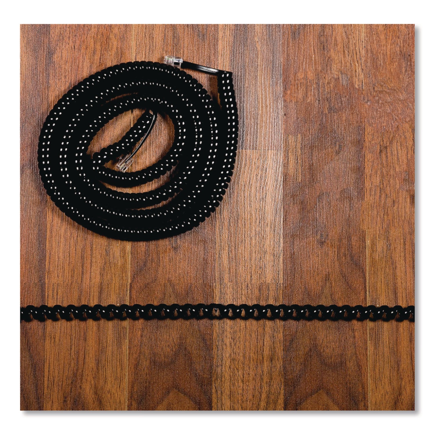 Coiled Phone Cord, Plug/plug, 12 Ft, Black