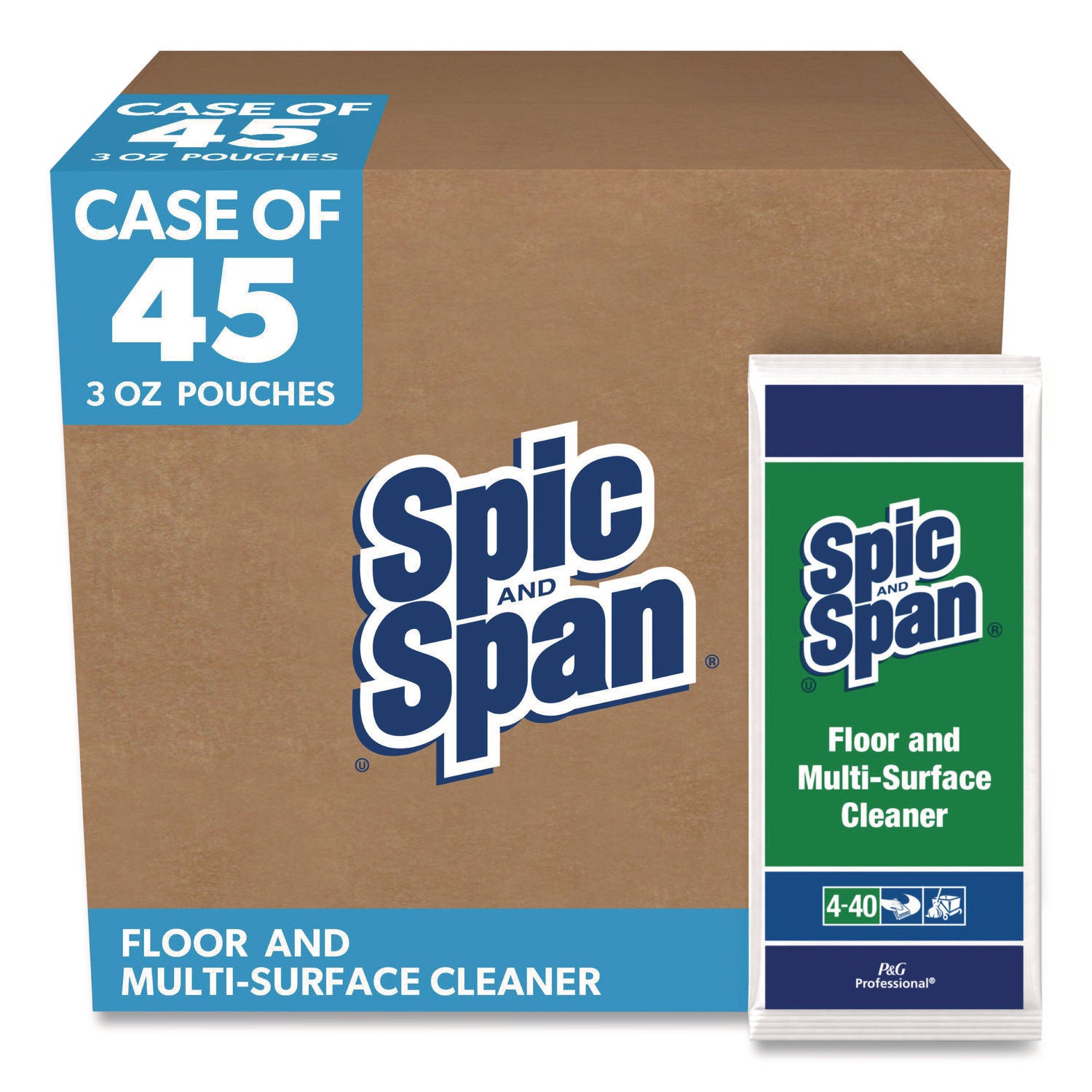 Spic and Span Floor Cleaner Concentrate, 3 fl oz, Non-corrosive, Slip Resistant, Green Translucent, 45 per Carton