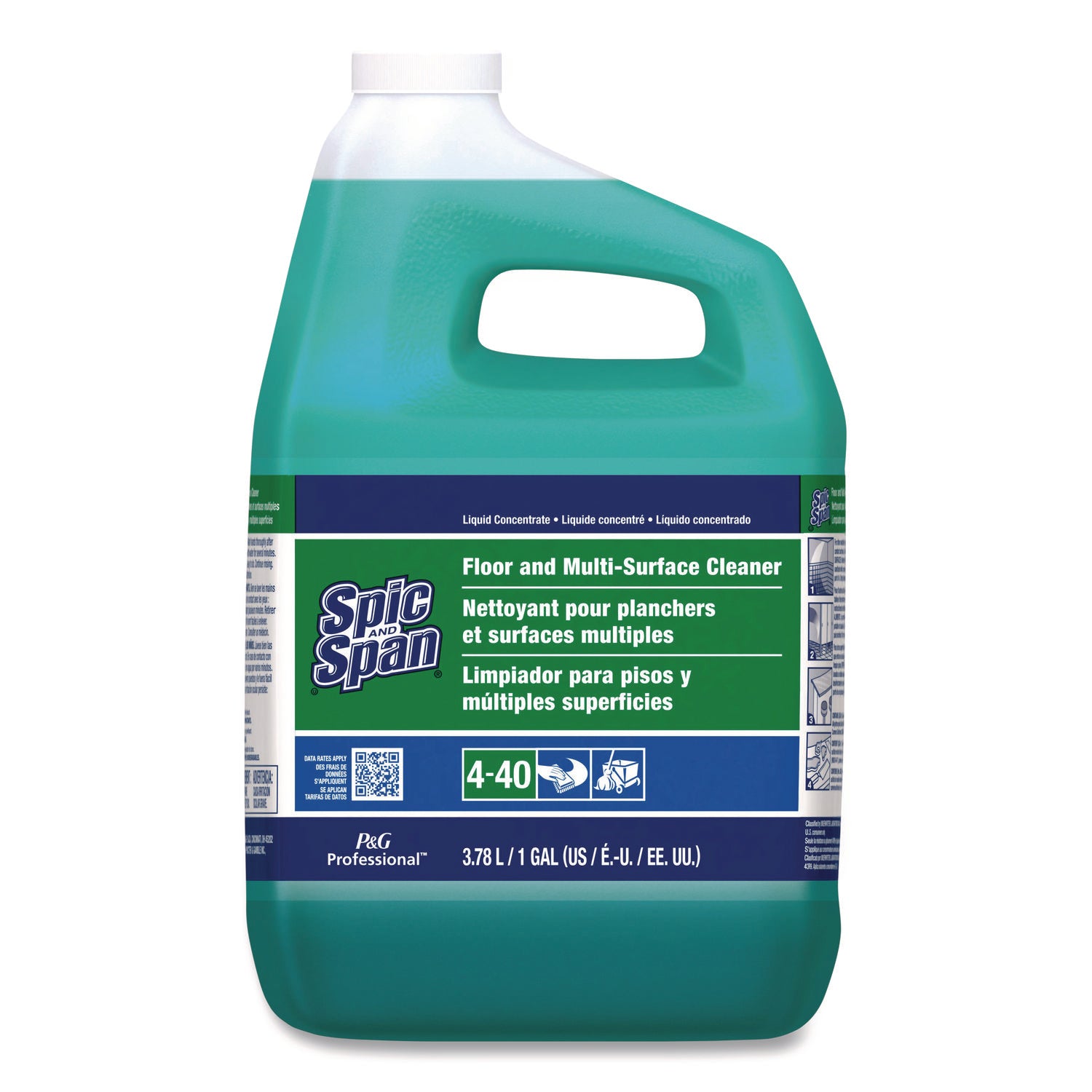 Spic and Span Floor and Multi-Surface Cleaner - Concentrate Liquid - 128 fl oz (4 quart) - 1 Each - Green