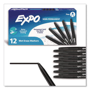 Vis-a-Vis Wet Erase Markers, Fine Point, Black, 12 Count