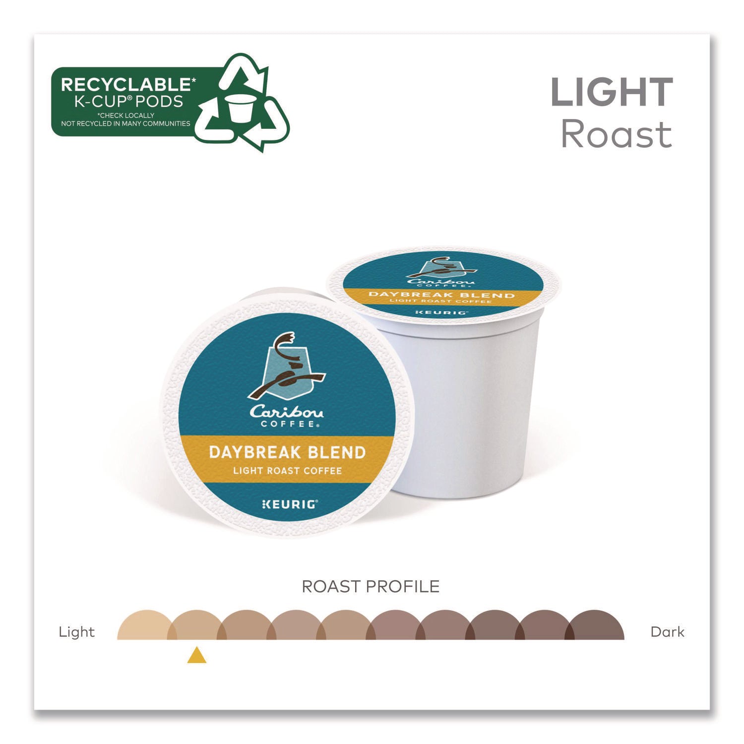 Caribou Coffee&reg; K-Cup Daybreak Coffee - Compatible with Keurig Brewer - Regular - Light/Mild - K-Cup - 24 / Box