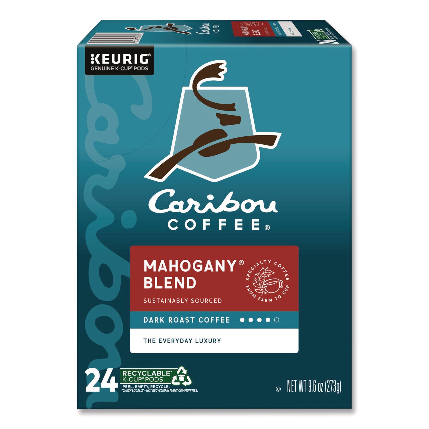Caribou Coffee&reg; K-Cup Mahogany Coffee - Compatible with Keurig Brewer - Regular - Dark/Bold - K-Cup - Mahogany - 24 / Box