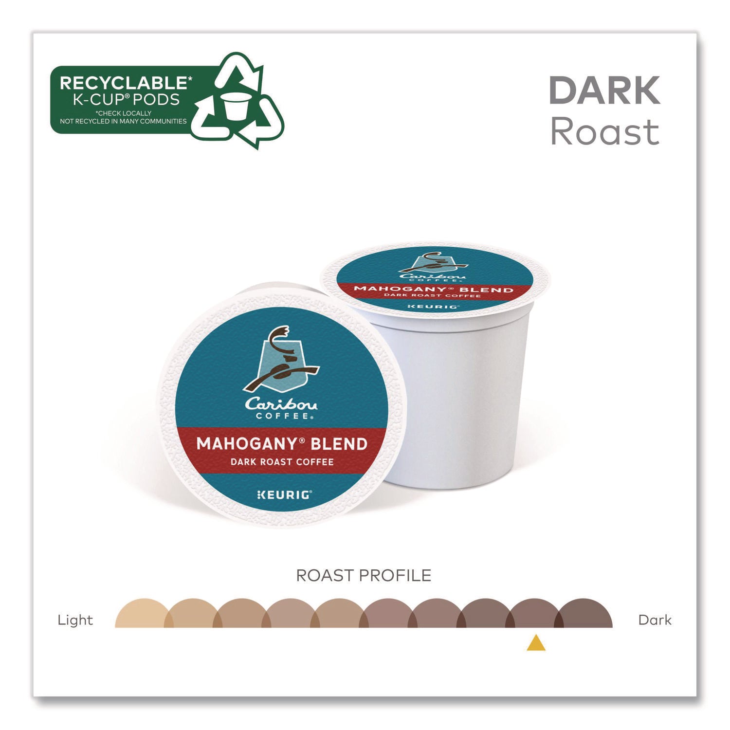 Caribou Coffee&reg; K-Cup Mahogany Coffee - Compatible with Keurig Brewer - Regular - Dark/Bold - K-Cup - Mahogany - 24 / Box