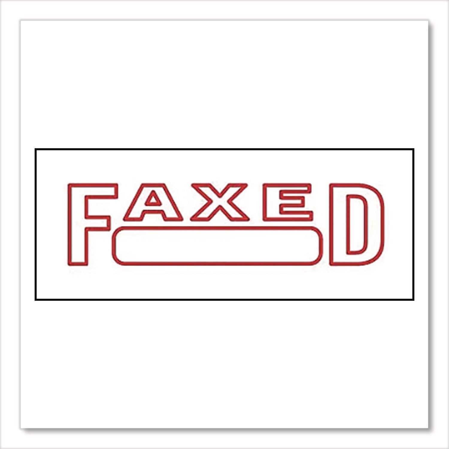 Pre-Inked Message Stamp With Blank Date Box, Faxed, 1.63" X 0.38", Red Ink