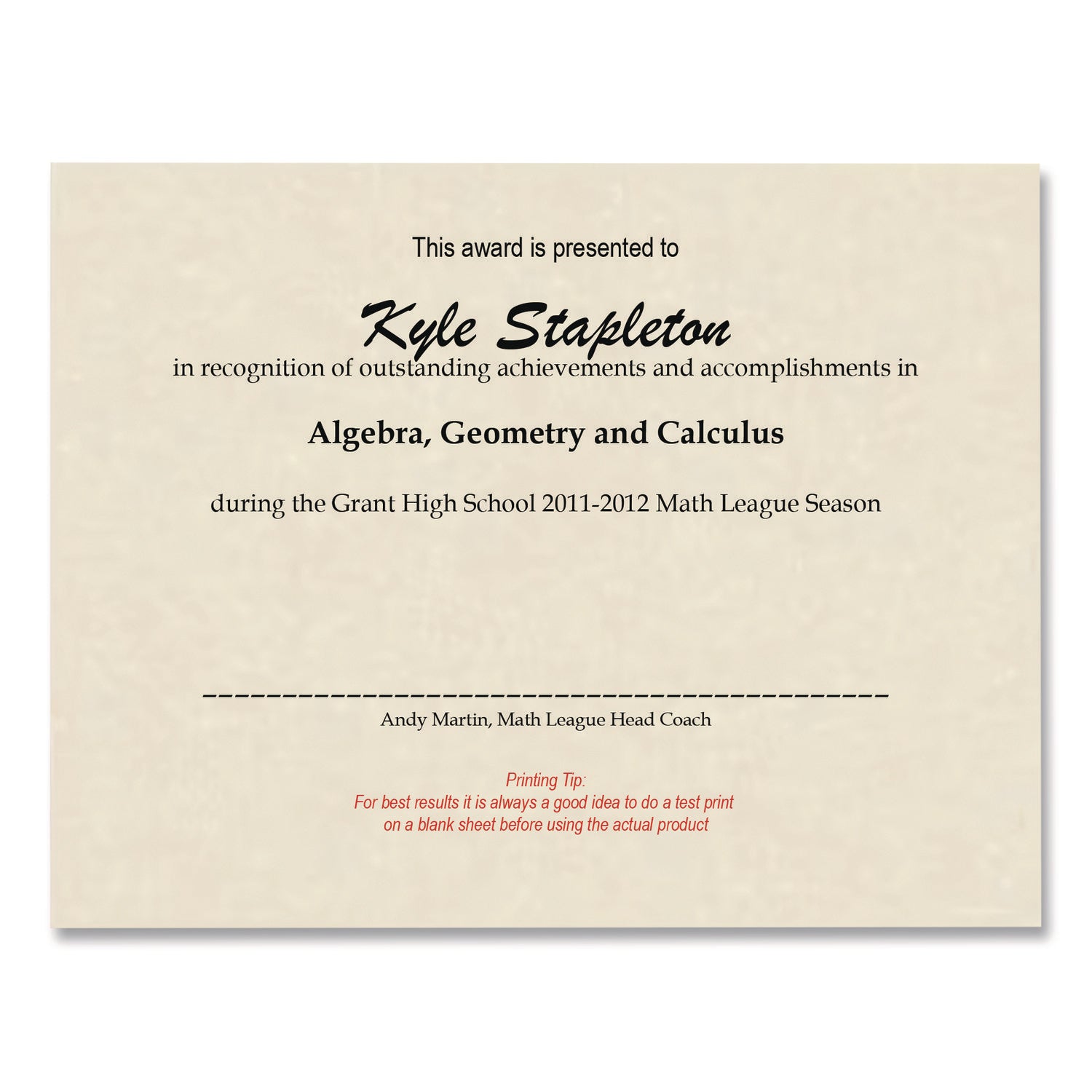 Faux-Parchment Certificates, 8.5 x 11, Ivory, 50 Sheets