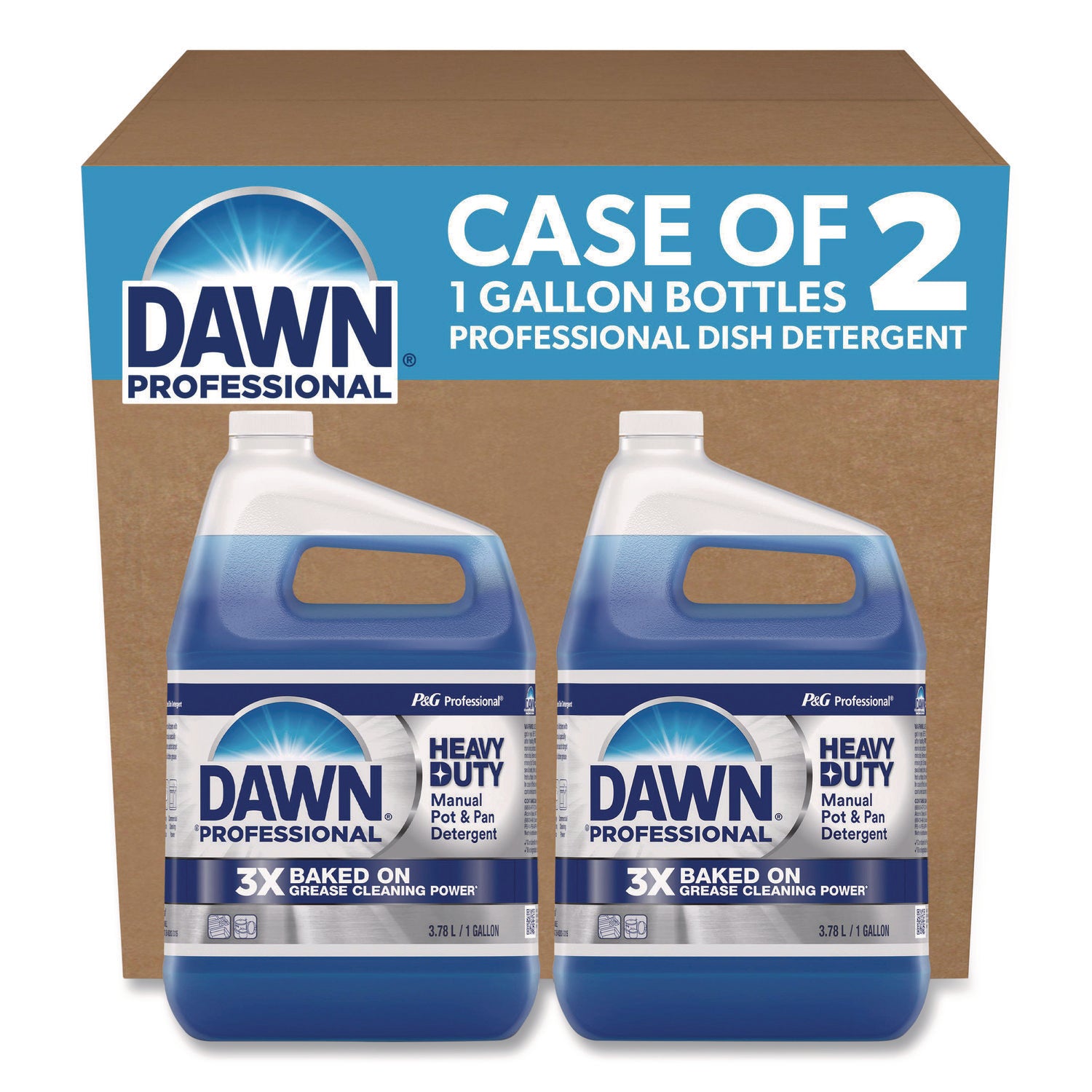Dawn Manual Pot/Pan Detergent - 128 fl oz (4 quart) - Heavy Duty - Blue - 2 / Carton