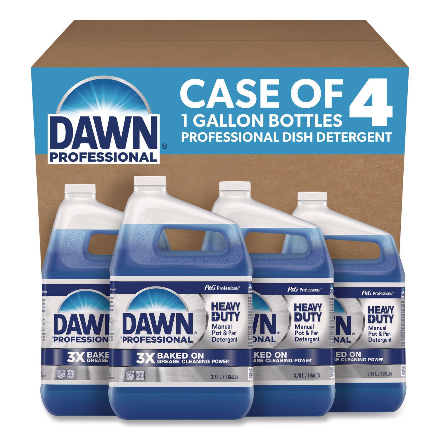 Dawn Manual Pot/Pan Detergent - 128 fl oz (4 quart) - Heavy Duty - Blue - 4 / Carton