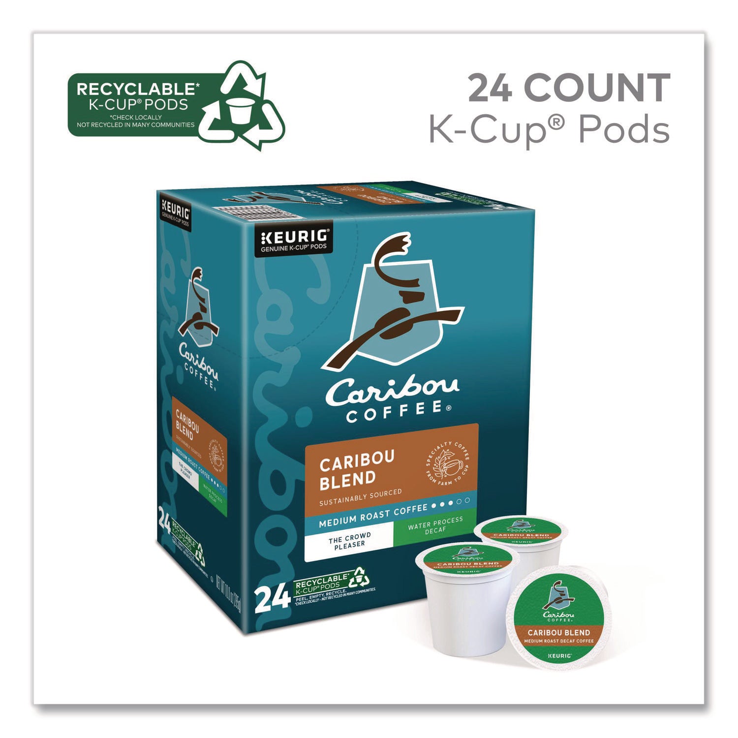 Compatible with Keurig Brewer - Medium - K-Cup - Decaffeinated - 24 / Box