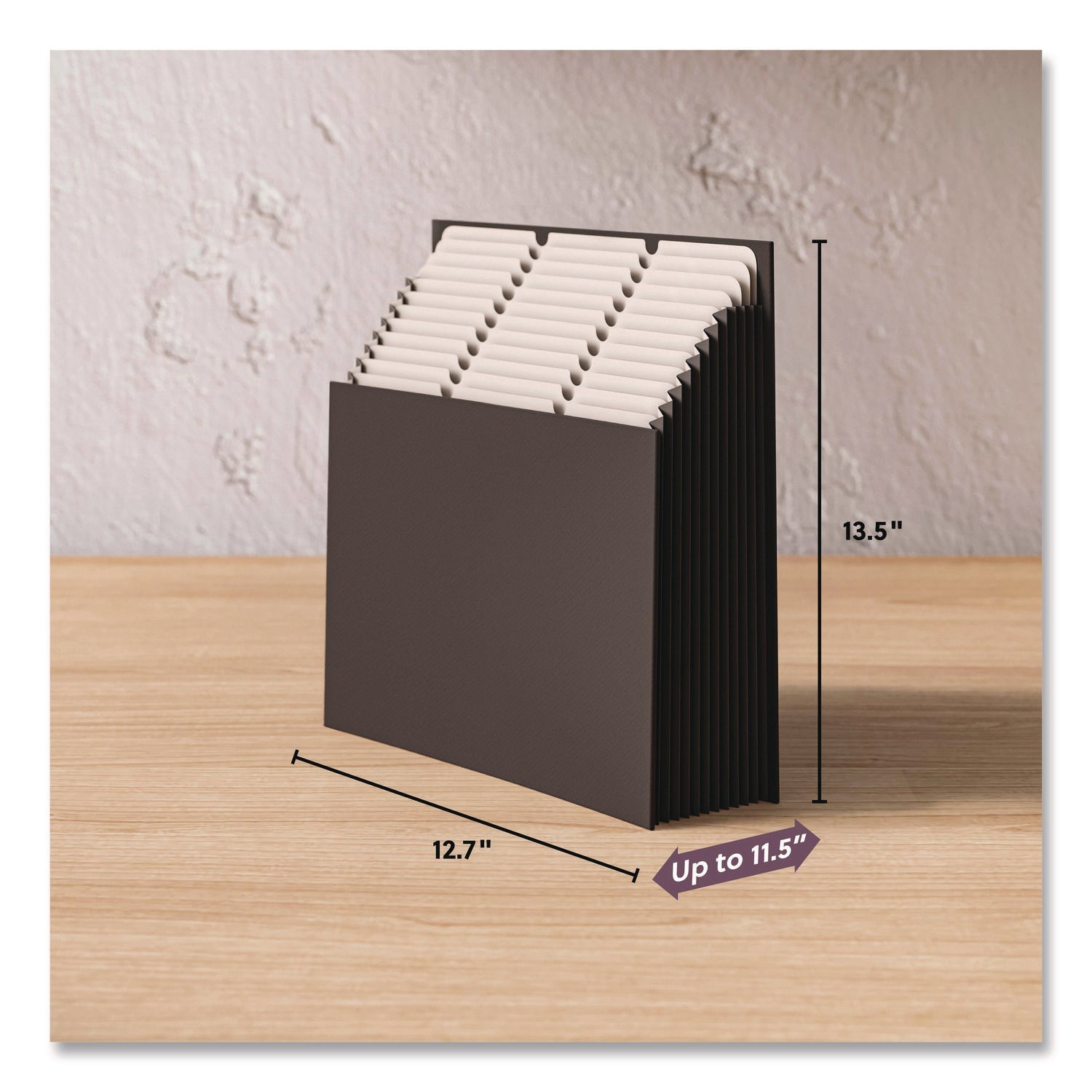 Smead Stadium 12-Pocket 1/3 Tab Cut Letter Size Expanding File, 8.5" x 11", 900 Sheet Capacity, 10.5" Expansion, 11 Dividers, Charcoal, Durable, Heavyweight, Tear Resistant, Acid-Free, 40% Recycled, 1 Each