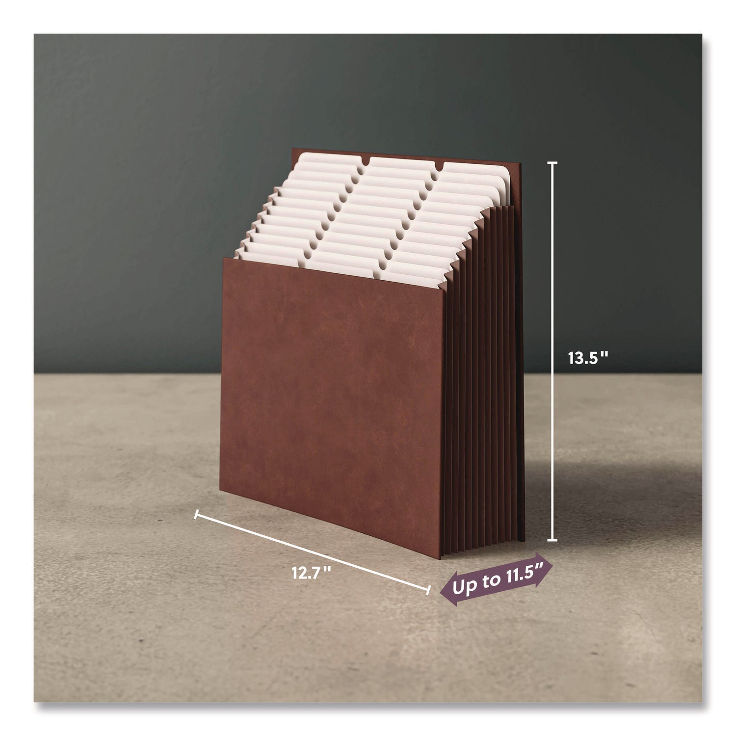 Smead Stadium 12-Pocket 1/3 Tab Cut Letter Expanding File, 8.5" x 11", 900 Sheet Capacity, 10.5" Expansion, Assorted Tab Positions, 11 Dividers, Saddle, 40% Recycled, 1 Each