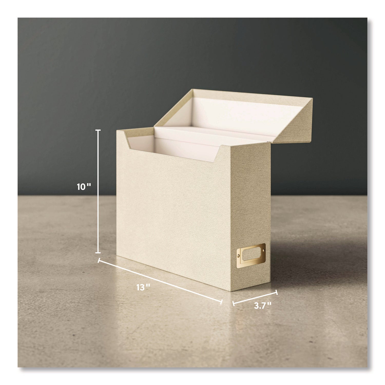 Smead Letter Recycled Box File - 8 1/2" x 11" - Linen, Paper, Metal, Stock - Beige - Space Saving, Textured, Labeling Area, Acid-free - 50% Recycled - 1 Each