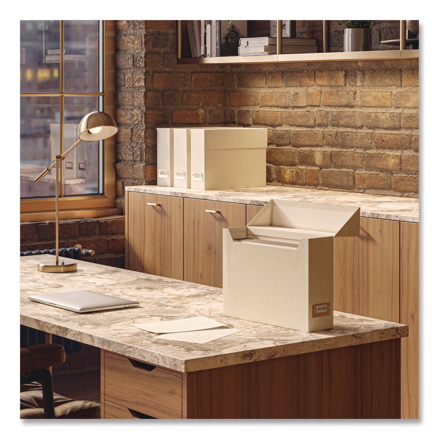 Smead Letter Recycled Box File - 8 1/2" x 11" - Linen, Paper, Metal, Stock - Beige - Space Saving, Textured, Labeling Area, Acid-free - 50% Recycled - 1 Each