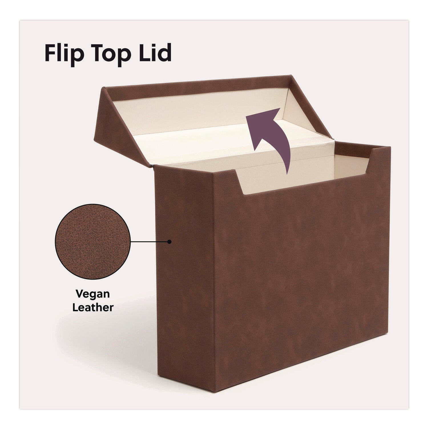 Smead Letter Recycled Box File - 8 1/2" x 11" - Paper, Metal, Faux Leather, Polyurethane, Vegan Leather, Polyvinyl Chloride (PVC) - Saddle - Space Saving, Textured, Labeling Area, Acid-free - 50% Recycled - 1 Each