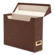 Smead Letter Recycled Box File - 8 1/2" x 11" - Paper, Metal, Faux Leather, Polyurethane, Vegan Leather, Polyvinyl Chloride (PVC) - Saddle - Space Saving, Textured, Labeling Area, Acid-free - 50% Recycled - 1 Each