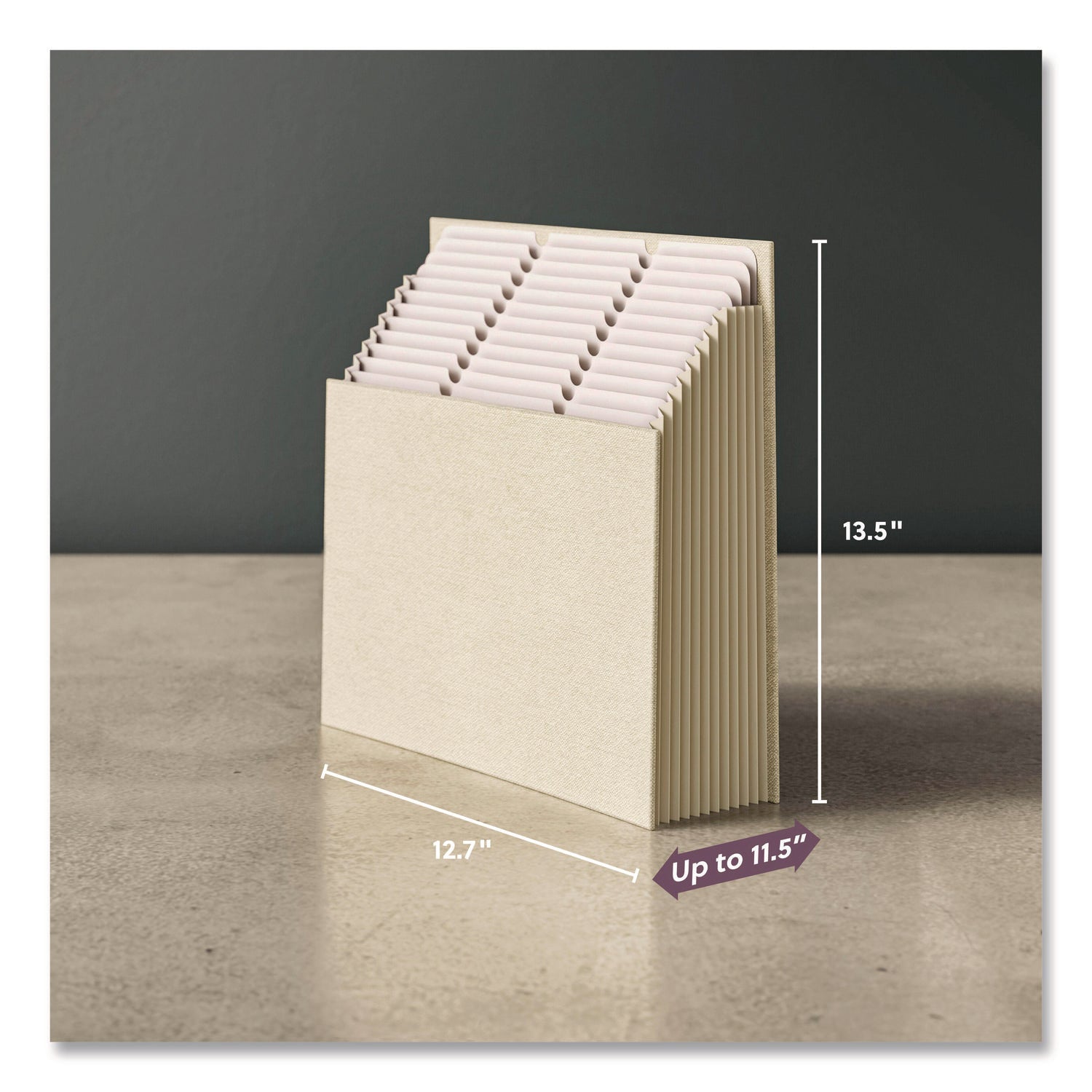 Smead Stadium 12-Pocket 1/3 Tab Cut Letter Size Recycled Expanding File, 8.5" x 11", 900 Sheet Capacity, 10.5" Expansion, 11 Dividers, Beige, 40% Recycled, 1 Each